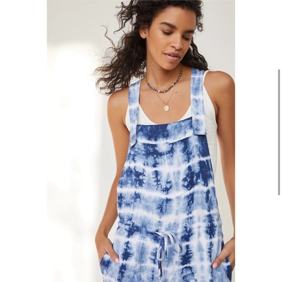 Cloth & Stone Anthropologie Asta Tie Dye Jumpsuit Romper Size XS Blue White - Picture 3 of 6